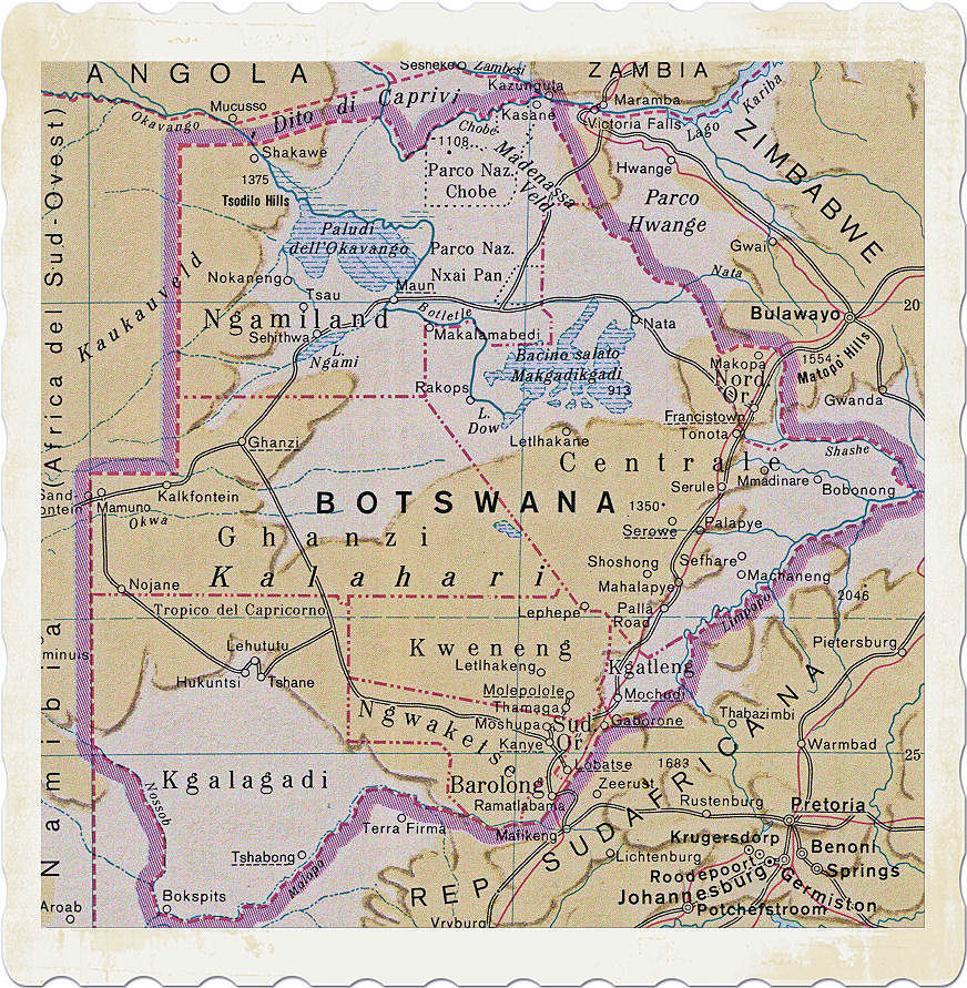 cartina geografica botswana 