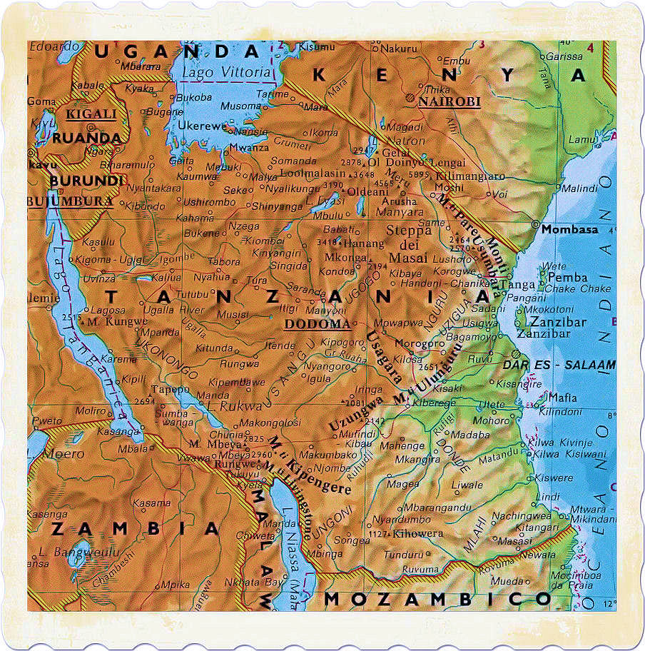 cartina fisica tanzania