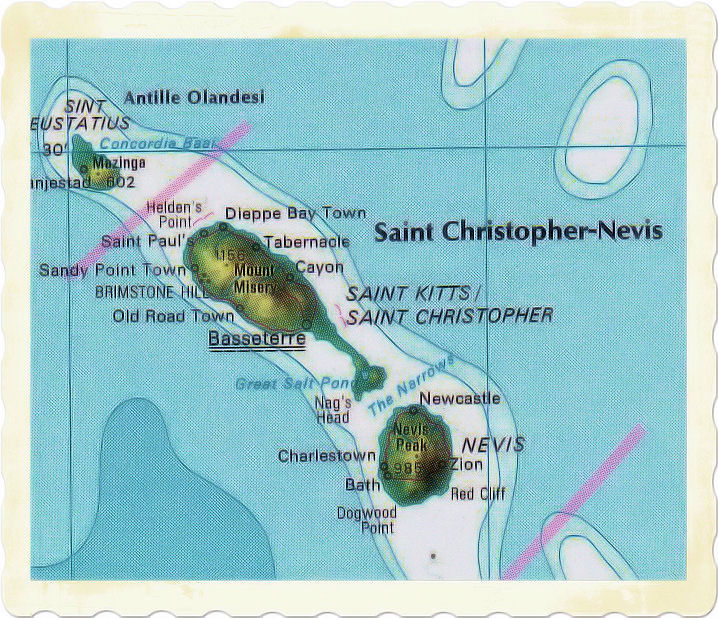 cartina fisica saint kitts e nevis