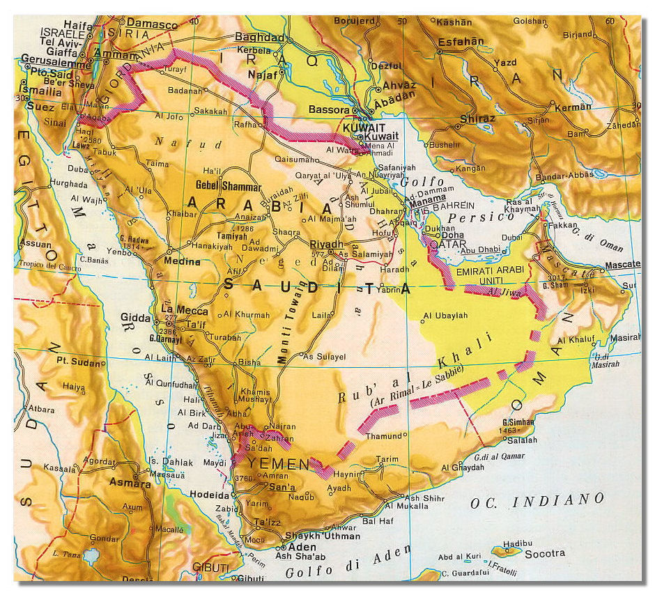 cartina fisica arabia saudita