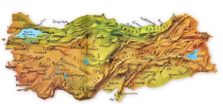 cartina fisica turchia