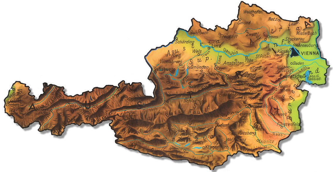 cartina fisica austria