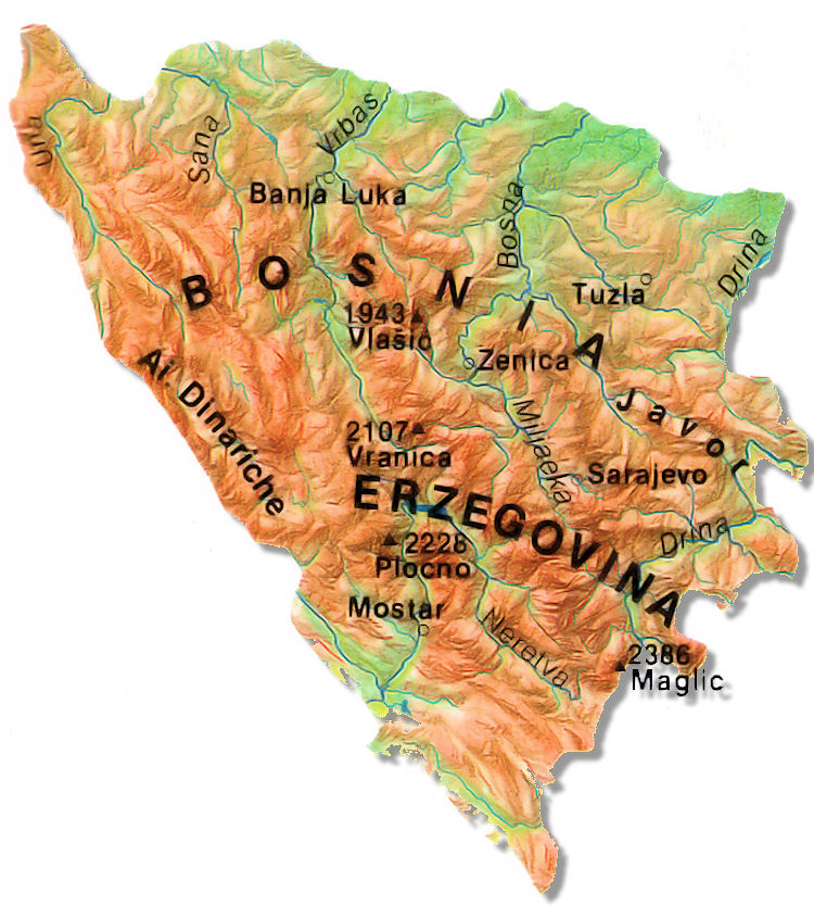 cartina fisica bosnia erzegovina