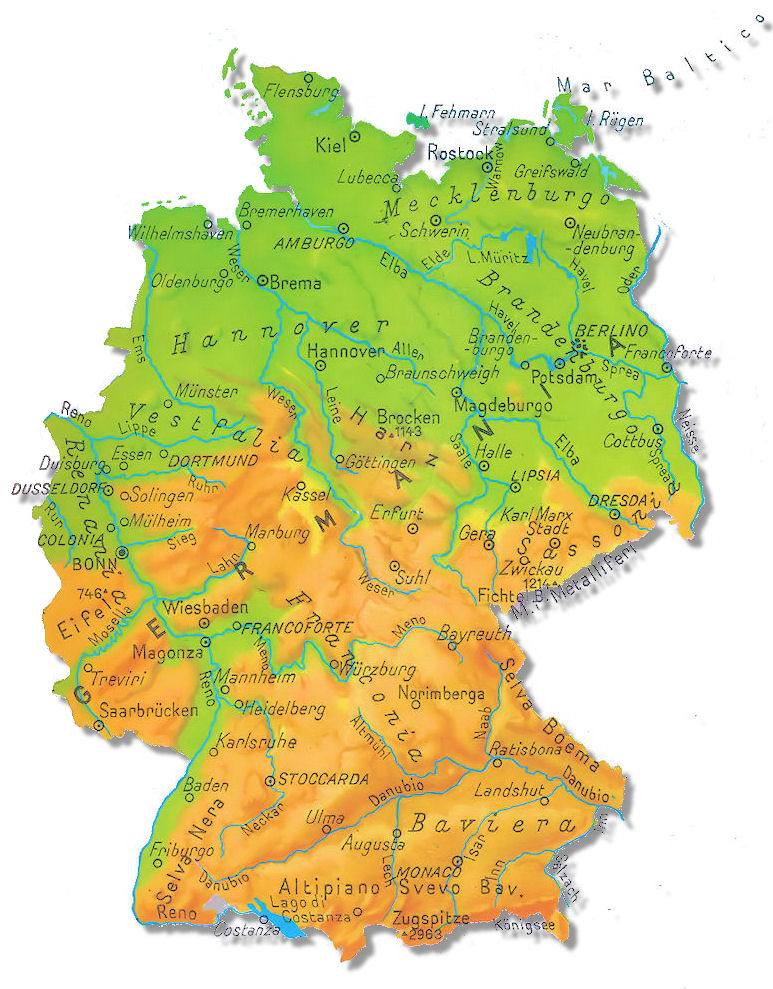 cartina fisica germania