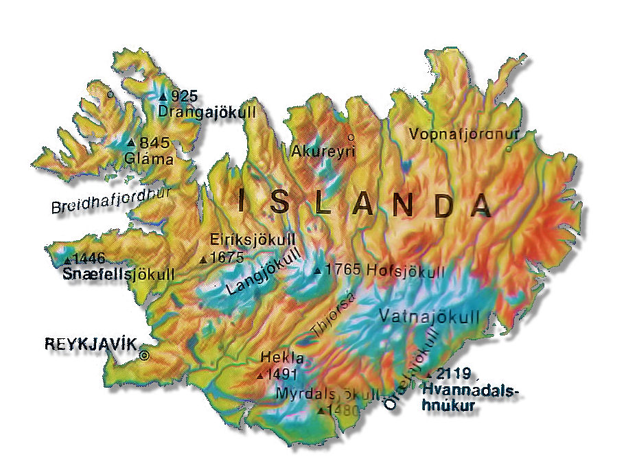 cartina fisica islanda