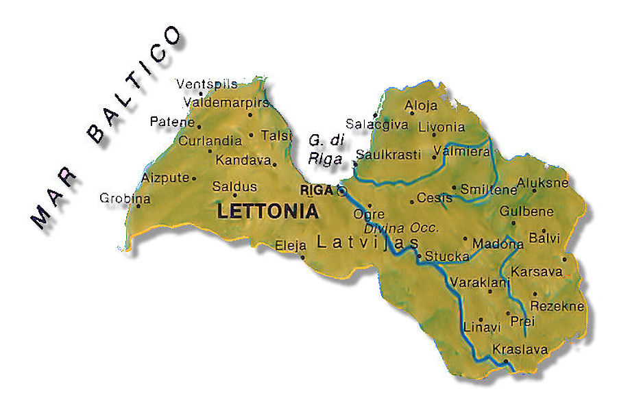 cartina fisica lettonia