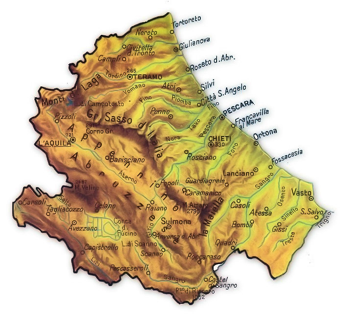 cartina fisica abruzzo