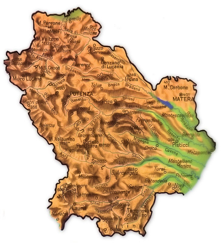 cartina fisica basilicata