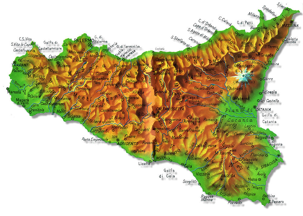 cartina fisica sicilia