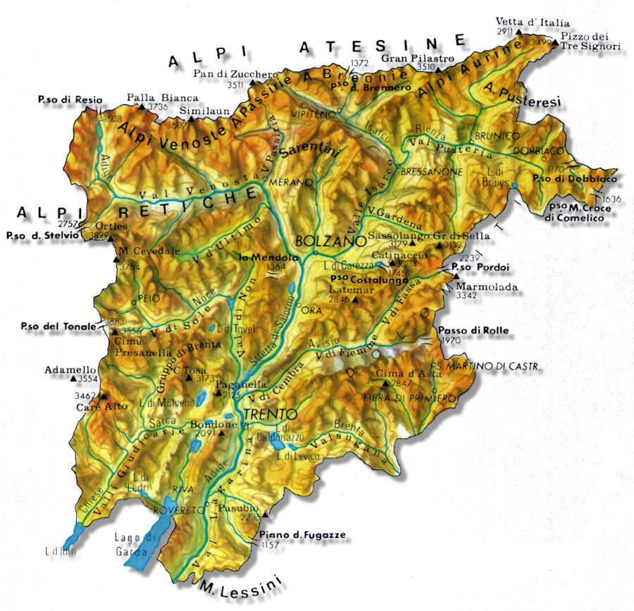 cartina fisica trentino alto adige