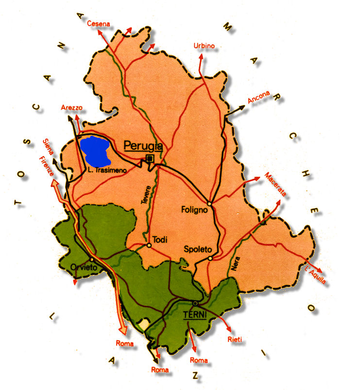 cartina politica umbria