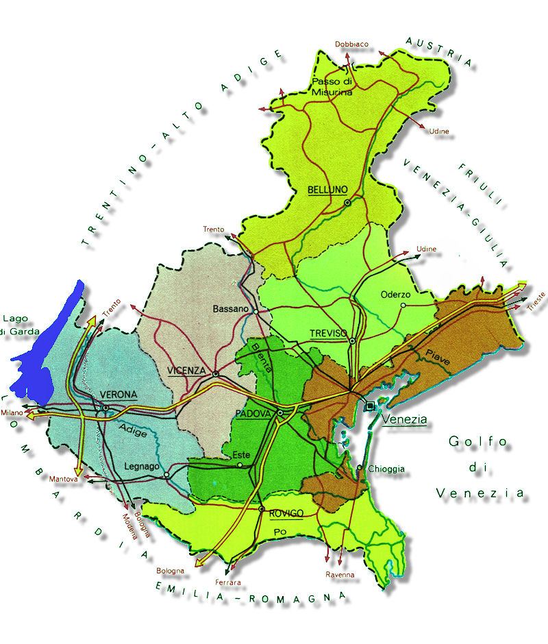 cartina politica veneto