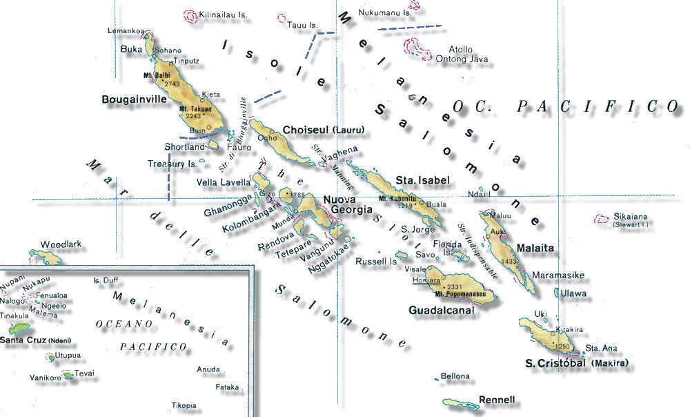 cartina fisica isole salomone