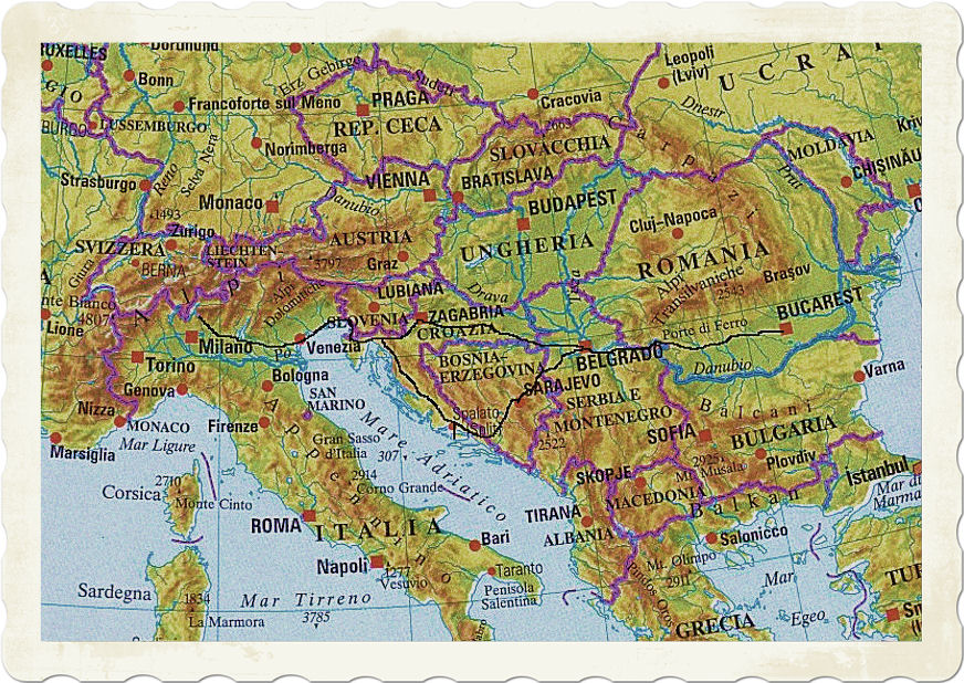 cartina di viaggio romania e croazia